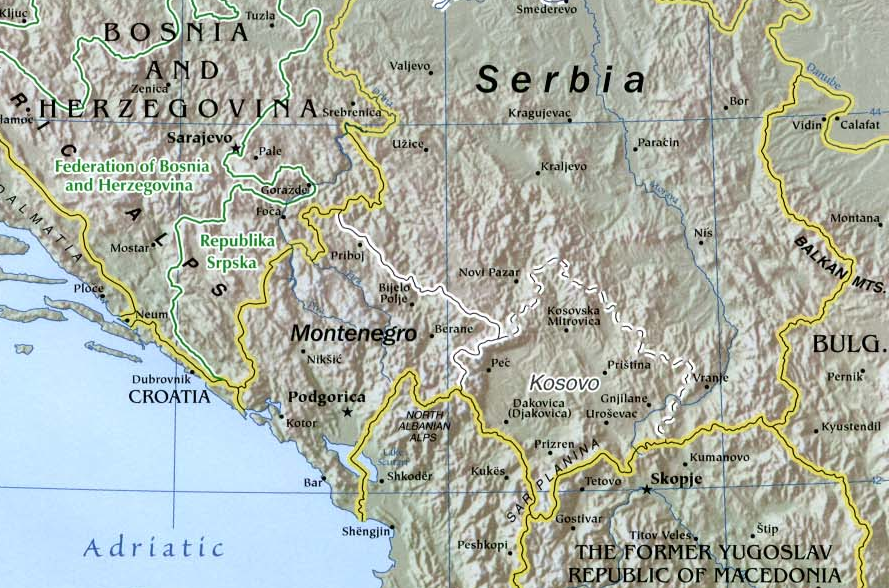 Landkarte mit Kosovo Provinz Serbiens