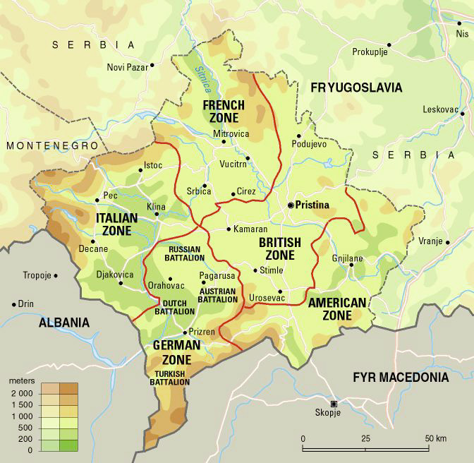 Besatzungszonen in Kosovo/Metohija